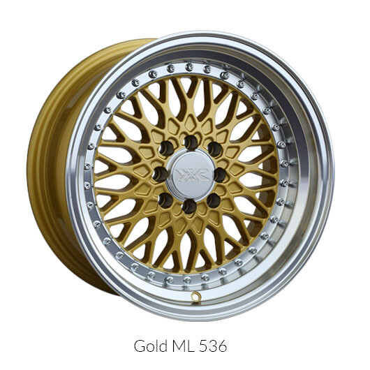 XXR 536 16X8 4X100 4X114.3 0mm Hyper Gold Machined Lip Wheels (set of 4-wheels)