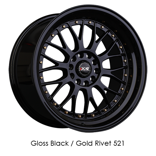 XXR 521 18x8.5 5x114.3 5x120 +25MM Black/Gold Rivets Wheels
