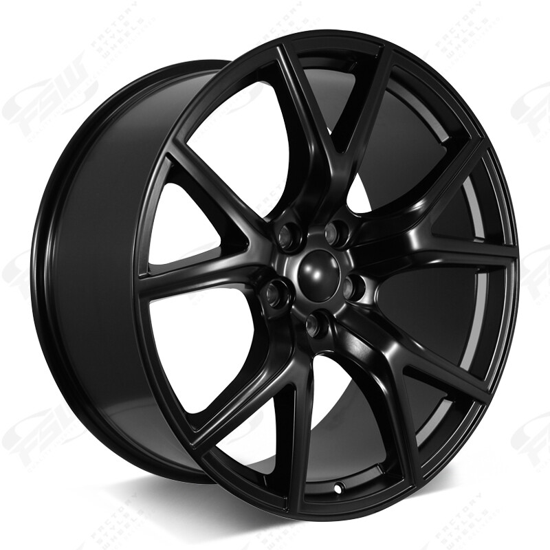 Trackhawk Style 22x10 5x127 5x5 +35 Satin Black Wheels