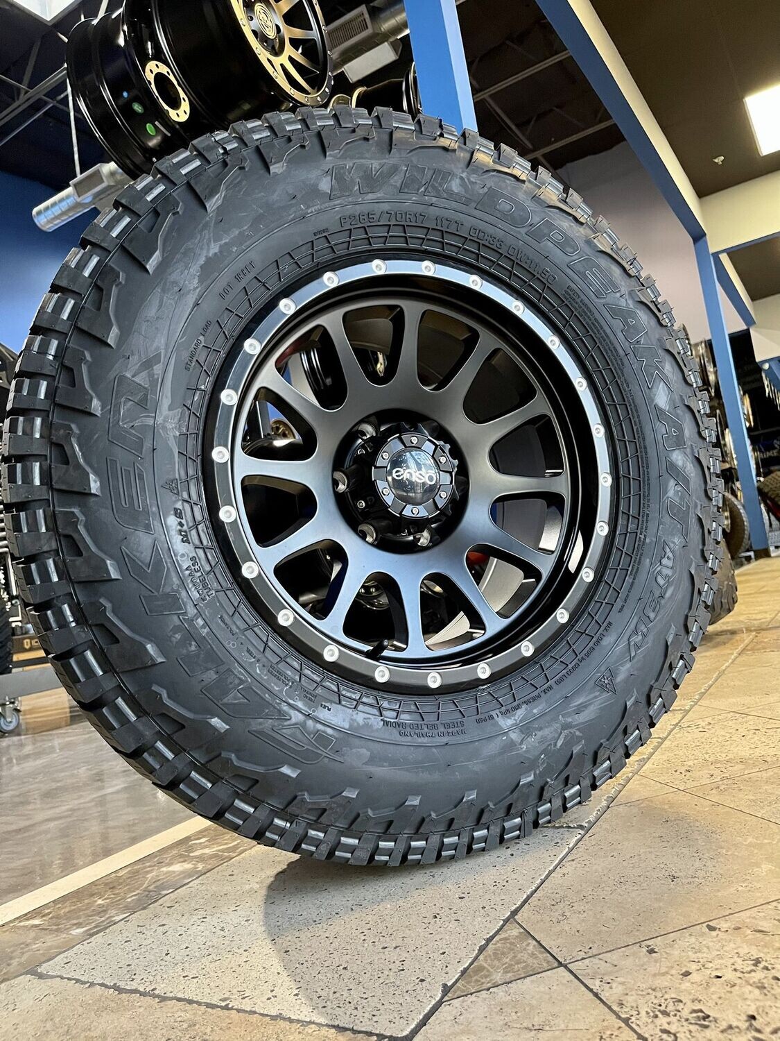 Wheel & Tire Package ENSO Offroad 17X8.5 6x139.7 Black  Wheels &  285-70-17 Falken AT4W Tires
