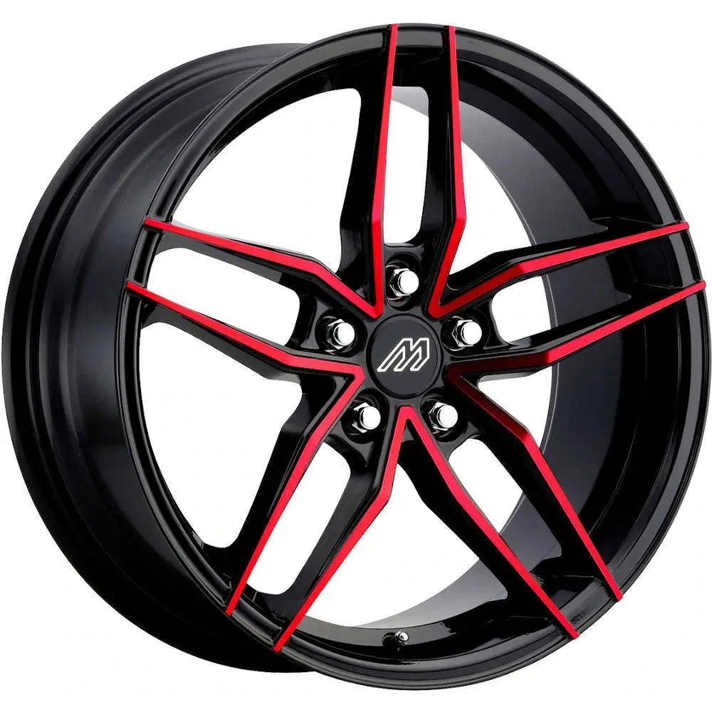 Mach MP51 18X8 5X114.3 +42mm Glossy Black/Red Face Wheels