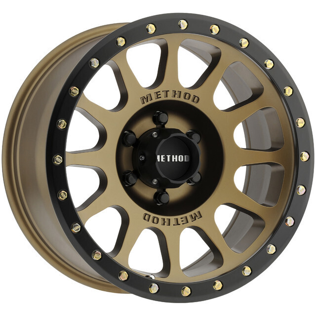 4-Method Race MR305 20x10 6X5.5 6X139.7 -18MM Bronze/Black Ring With Gold Bolts Wheels