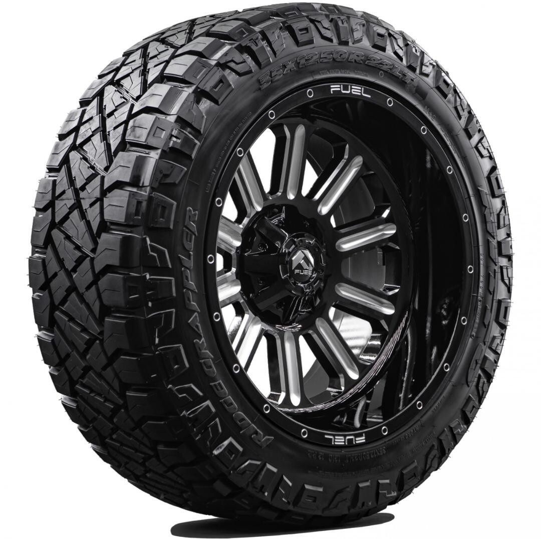 Wheel & Tire FUEL  20x10 8x170 Black Machine Wheels & 37x12.50-20 Nitto Ridge Grappler 10ply Tires