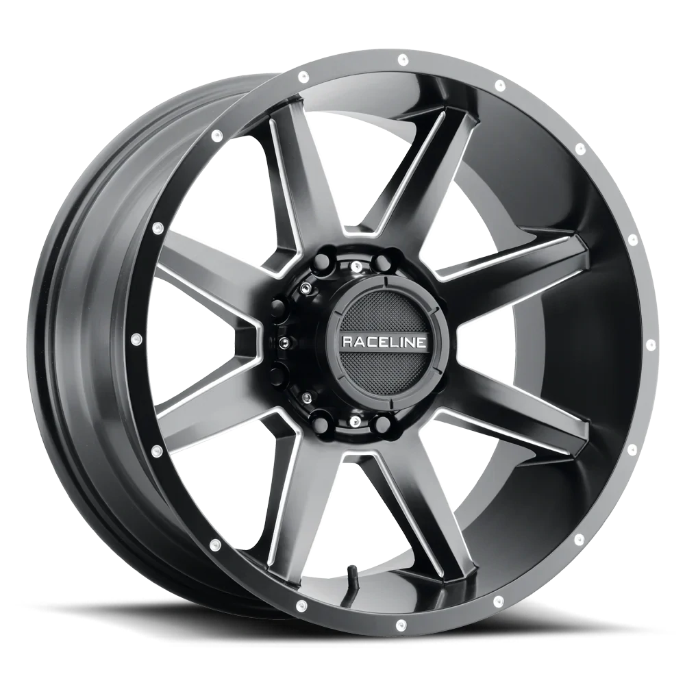 4-Raceline Stryker 22X12 6X139.7 6X5.5 -44mm Satin Black Milled Wheels