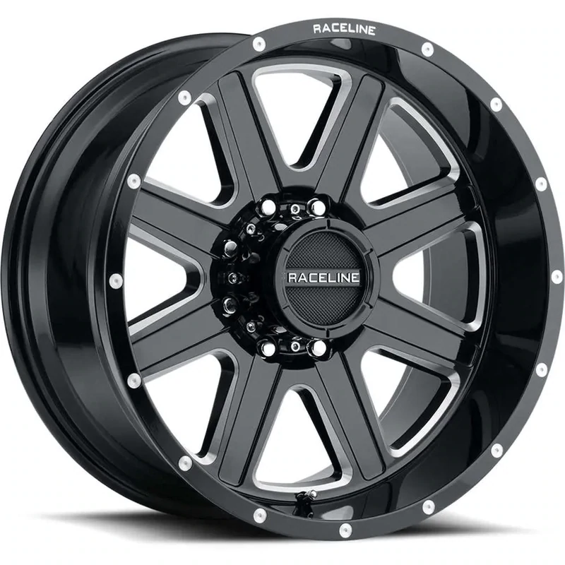 4-Raceline Hostage 22X12 6x135 -44mm Gloss Black with Milled Spoke Edges Wheels