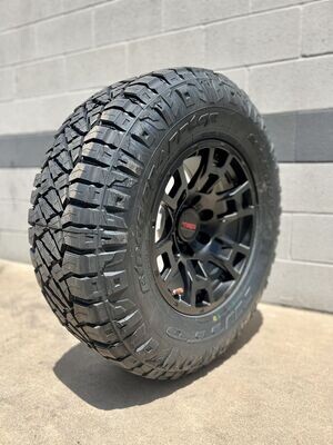 Wheel & Tire Package TRD Style 20x9 6x139.7 Matte Black Wheels & 33x12.50-20 Nitto Ridge Grappler Tires