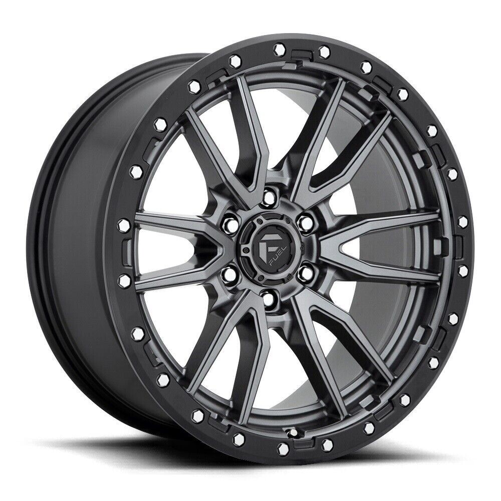 4-Fuel Rebel 17x9 6X5.5 6X139.7 Matte Gun Metal Black Ring Wheels