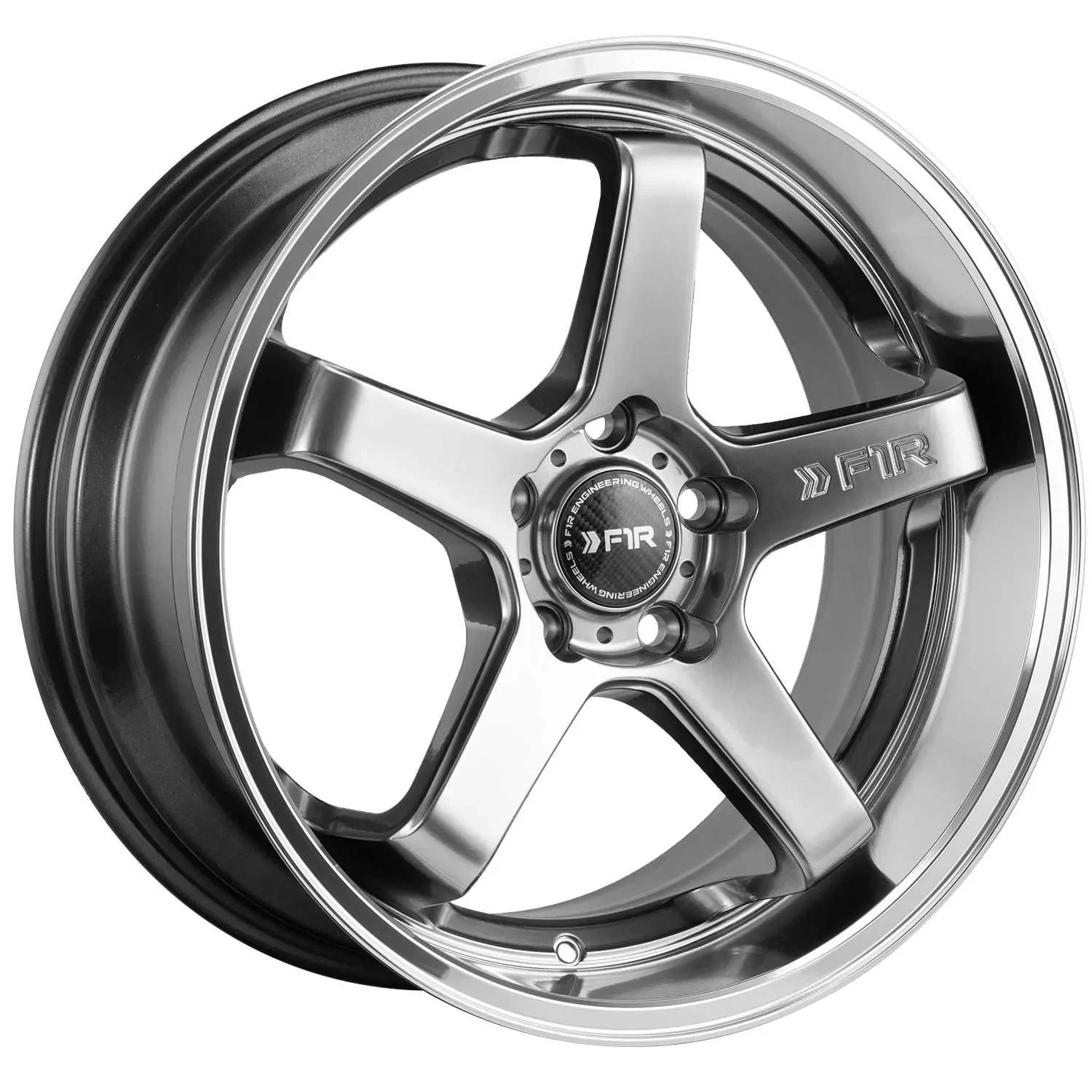 F1R FC5 18x8.5 5x112 +42 Hyper Black/Polish Lip Wheels