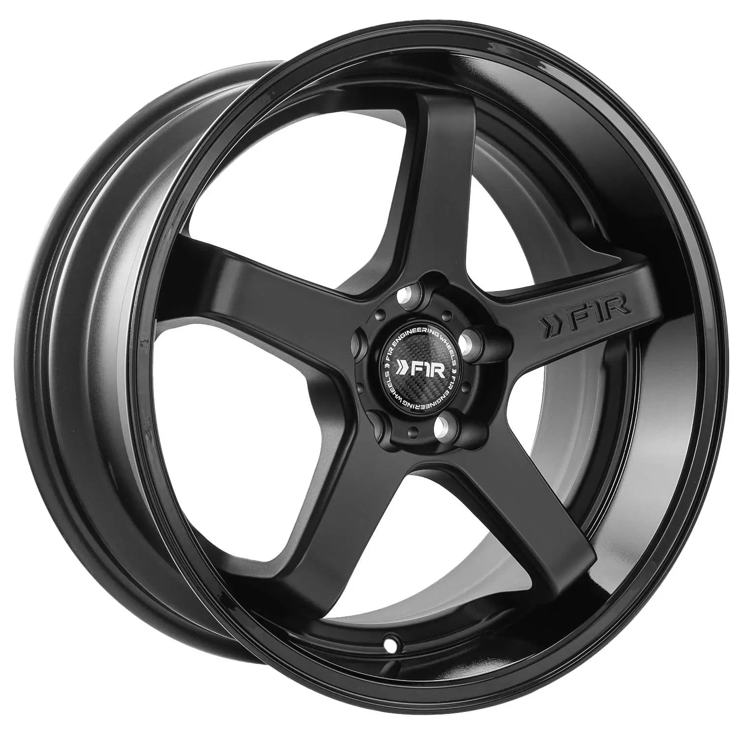 F1R FC5 18x9.5 5x114.3 +38 Matte Black/Gloss Black Lip Wheels