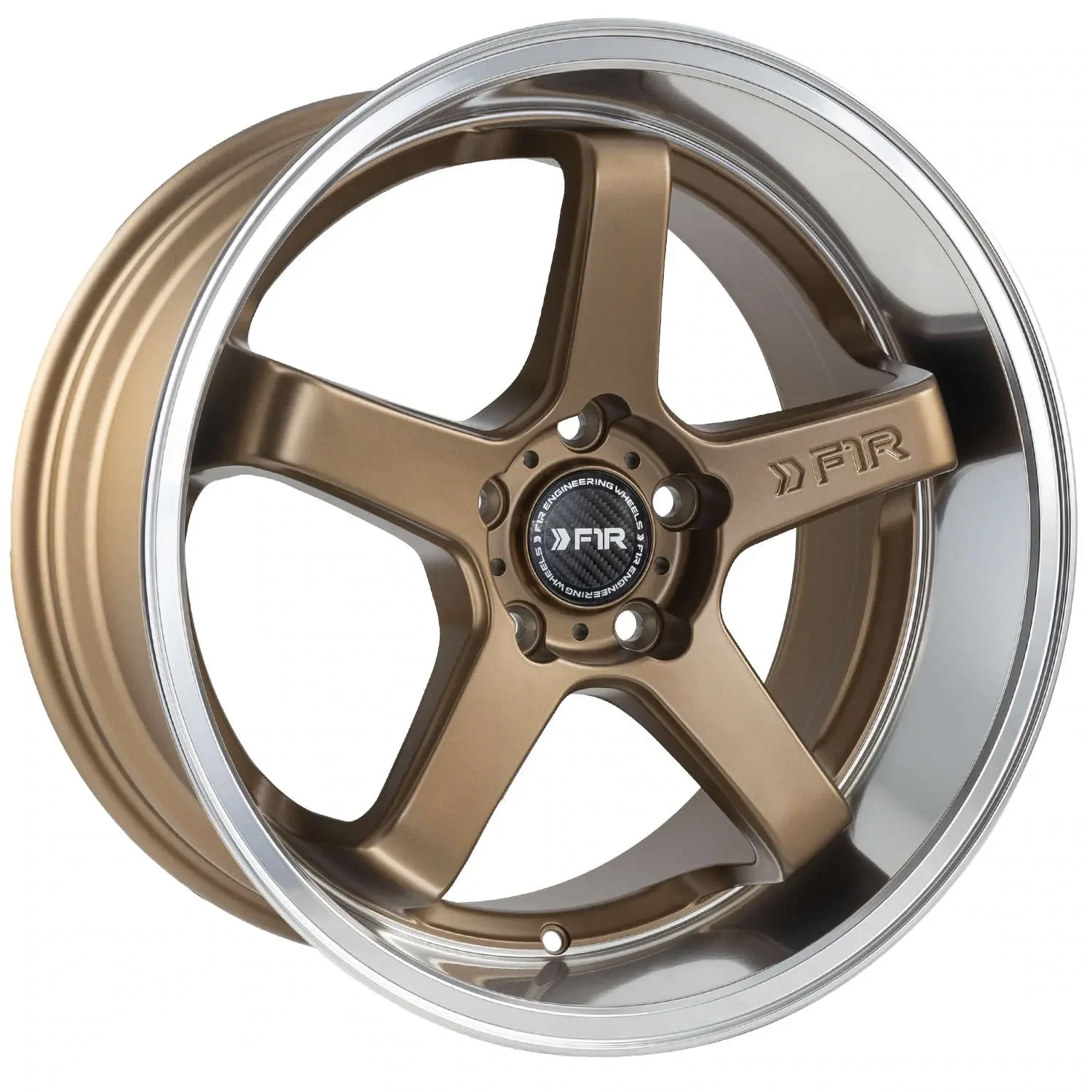 F1R FC5 18x8.5 5x114.3 +38 Satin Bronze/Polish Lip Wheels
