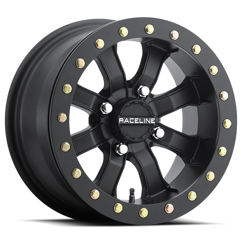 4-Raceline UTV Mamba 14x7 4x137 (5+2) Black  Beadlock Wheels
