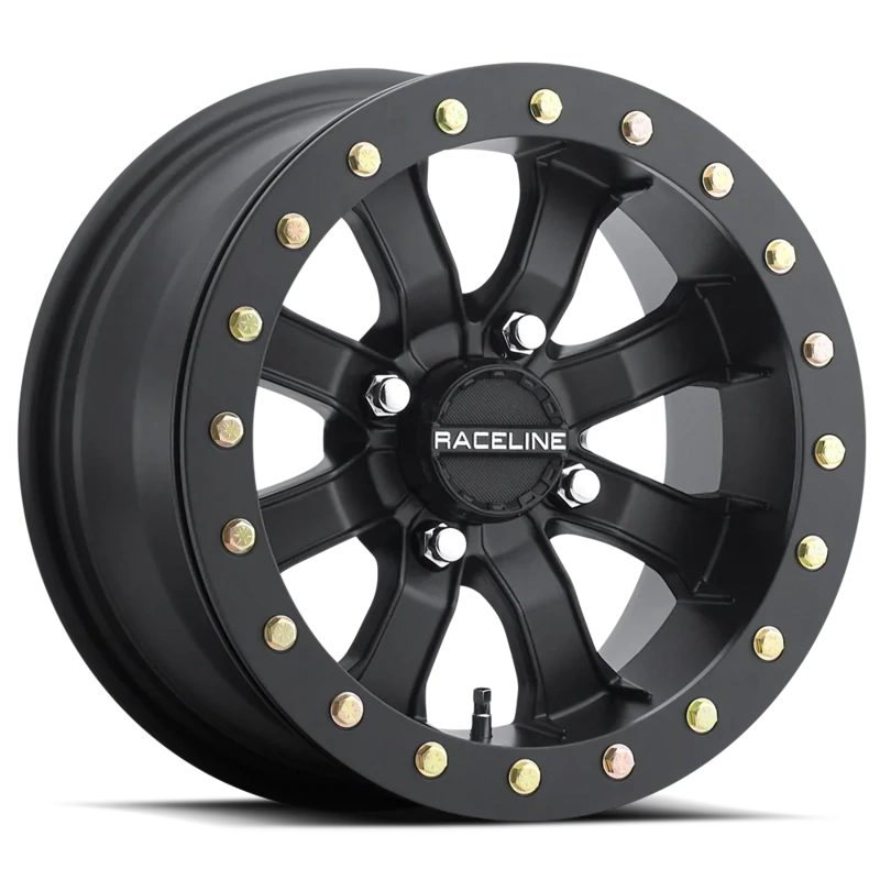 4-Raceline UTV Mamba 14x7 4x137 (5+2) Black  Beadlock Wheels