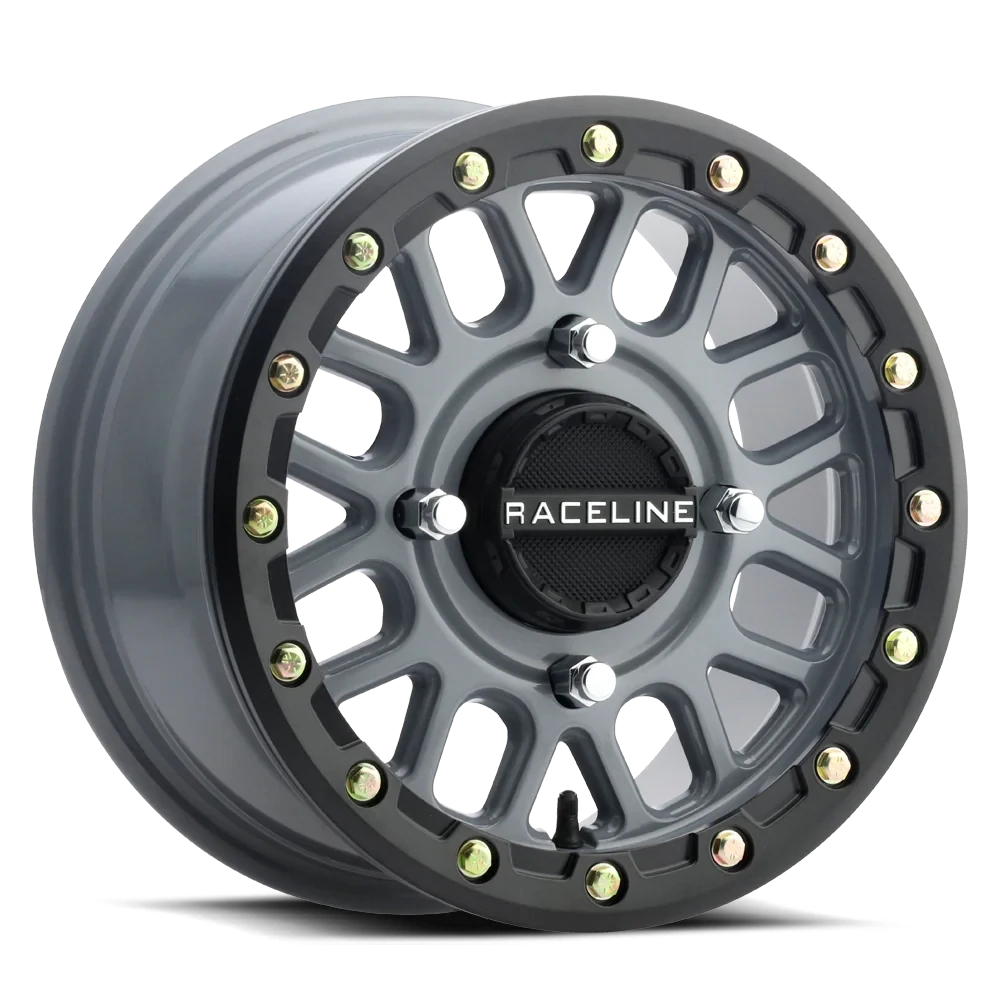 4-Raceline UTV Podium 14x7 4x137 +38mm Stealth Grey Beadlock Wheels