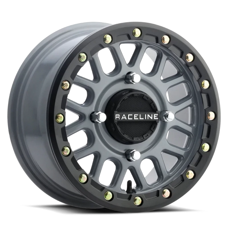 4-Raceline UTV Podium 14x7 4x137 +38mm Stealth Grey Beadlock Wheels