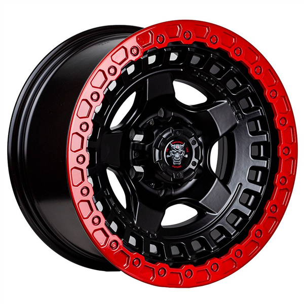 JT Offroad 17X9 5X127 ET -10 Matte Black + Red Ring 5-PC Wheels