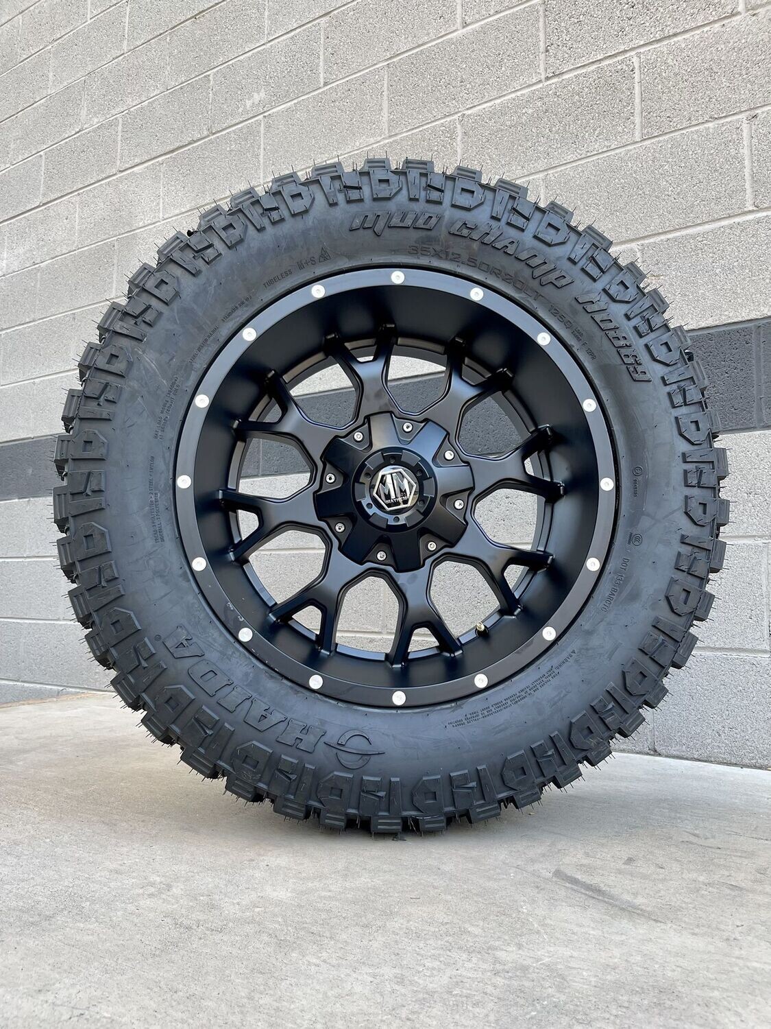 Wheel & Tire Mayhem 20x10 6X135/6X139.7 Matte Black Wheels & 35x12.50-20 Haida M/T 12ply Tires