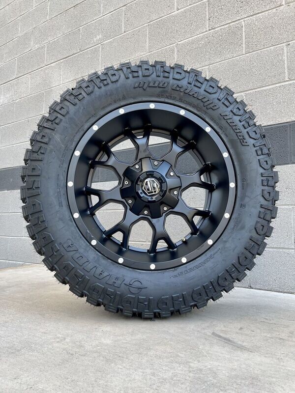 Wheel & Tire Mayhem 20x10 6X135/6X139.7 Matte Black Wheels & 35x12.50-20 Haida M/T 12ply Tires