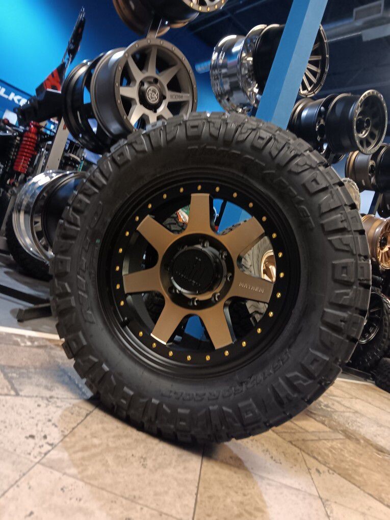 Wheel & Tire Mayhem 20x9 8x170 Bronze Black Lip Wheels & 33x12.50-20 Nitto Ridge Grappler 12ply Tires