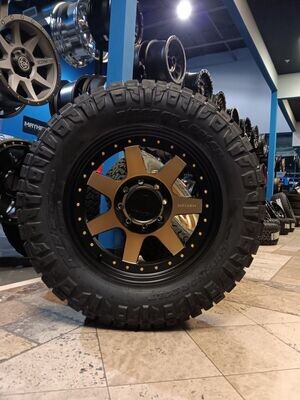 Wheel & Tire Mayhem 20x9 8x170 0 offset Bronze Black Lip Wheels & 35x12.50-20 Nitto Ridge Grappler 12ply Tires