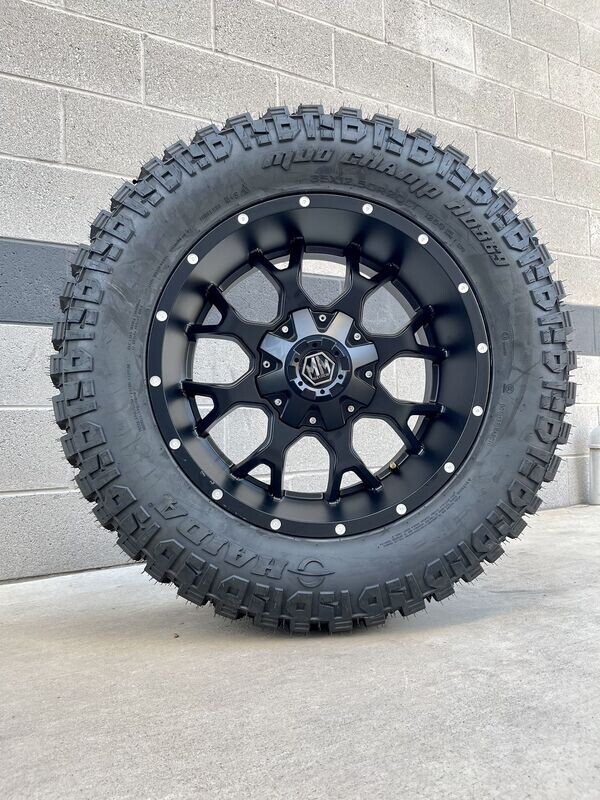 Wheel & Tire Mayhem 20x10 6X135/6X139.7 Matte Black Wheels & 33x12.50-20 Haida RT 10ply Tires