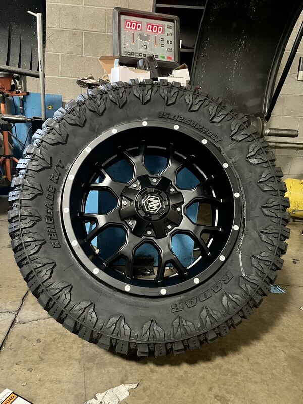 Wheel & Tire Mayhem 20x10 6X135/6X139.7 Matte Black Wheels & 33x12.50-20 Radar RT 10ply Tires