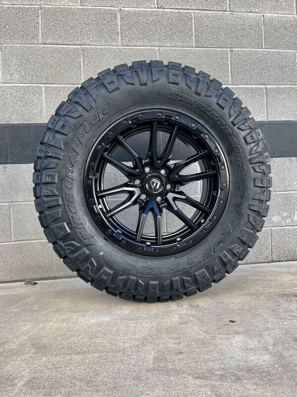 Wheel & Tire Package Fuel Rebel 17X9 6x139.7 Satin Black Wheels & 285-70-17 Nitto Ridge Grappler Hybrid Tires