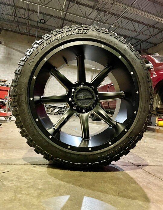Wheel & Tire Raceline Stryker 22x12 6x135 Satin Black Milled Wheels & 35X12.50R22 Haida HD878 R/T Tires
