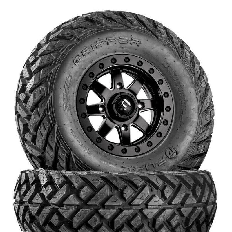 wheel & tire package Fuel Maverick Beadlock  15x7 4x137 Matte Black Wheels & EFX Gripper 30x10-15 DOT Tires (FREE Mounted)