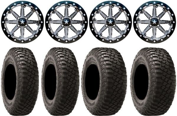 MSA M21 Lok 15X7 4x156 Beadlock Hyper Black Wheels & 30x10-15 BF Goodrick KM3 Tires (mounted )