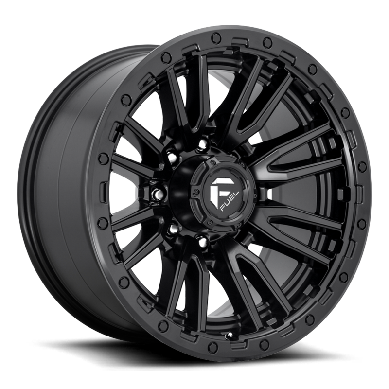 4-Fuel Rebel 20x10 8X170 -18mm Matte Black with a Simulated Bead lock Wheels