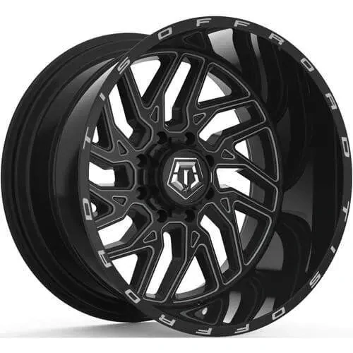 4-TIS 544BM 20X12 8X170 -44mm Gloss Black W/Milled Spoke Accents Wheels
