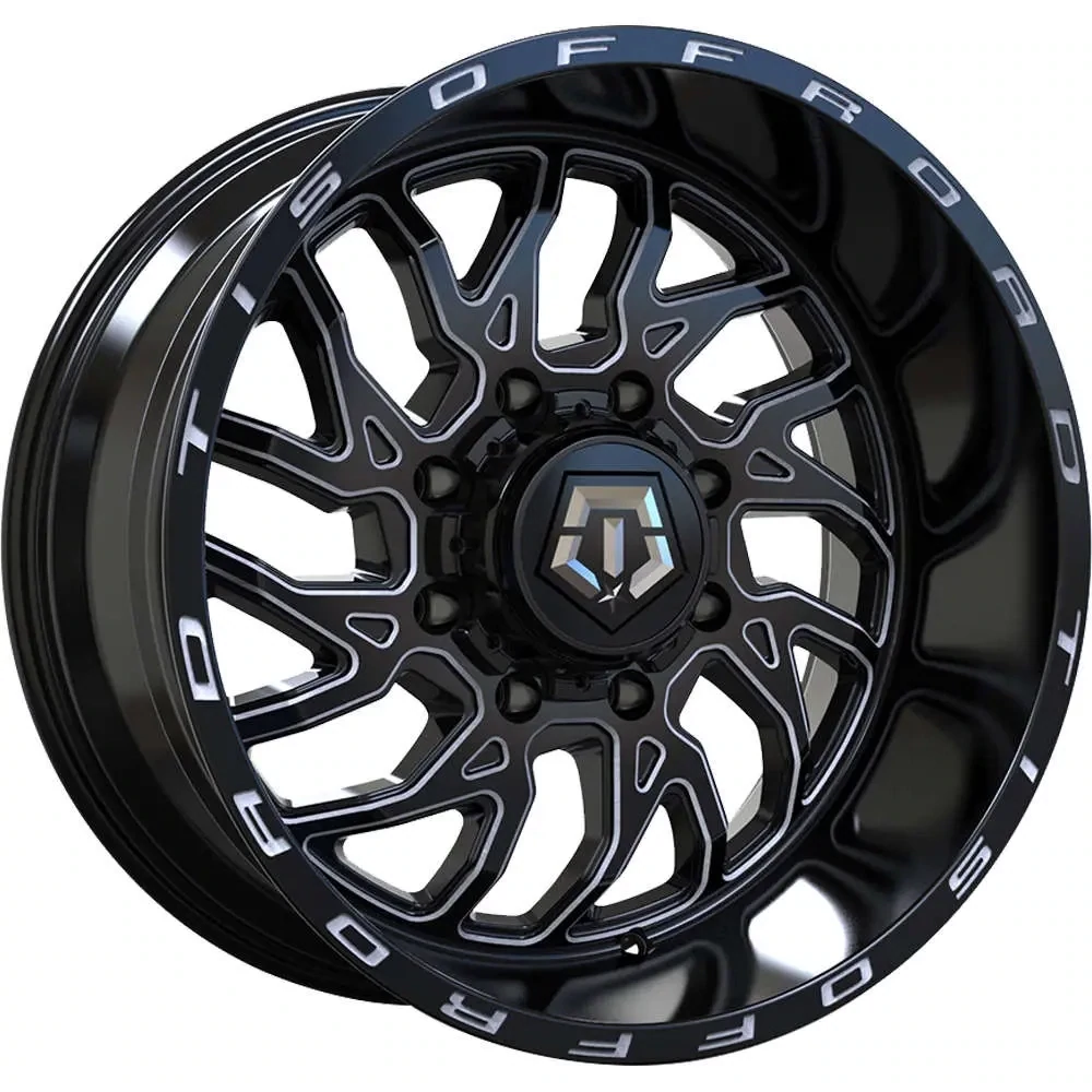 4-TIS 544BM 20X10 8X6.5 8X165.1 -25mm Gloss Black W/Milled Spoke Accents Wheels