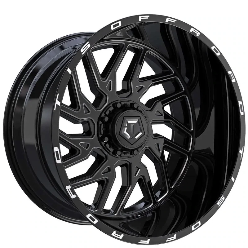 4-TIS 544BM 20X12 5X5.5/5X150 -44mm Gloss Black W/Milled Spoke Accents Wheels