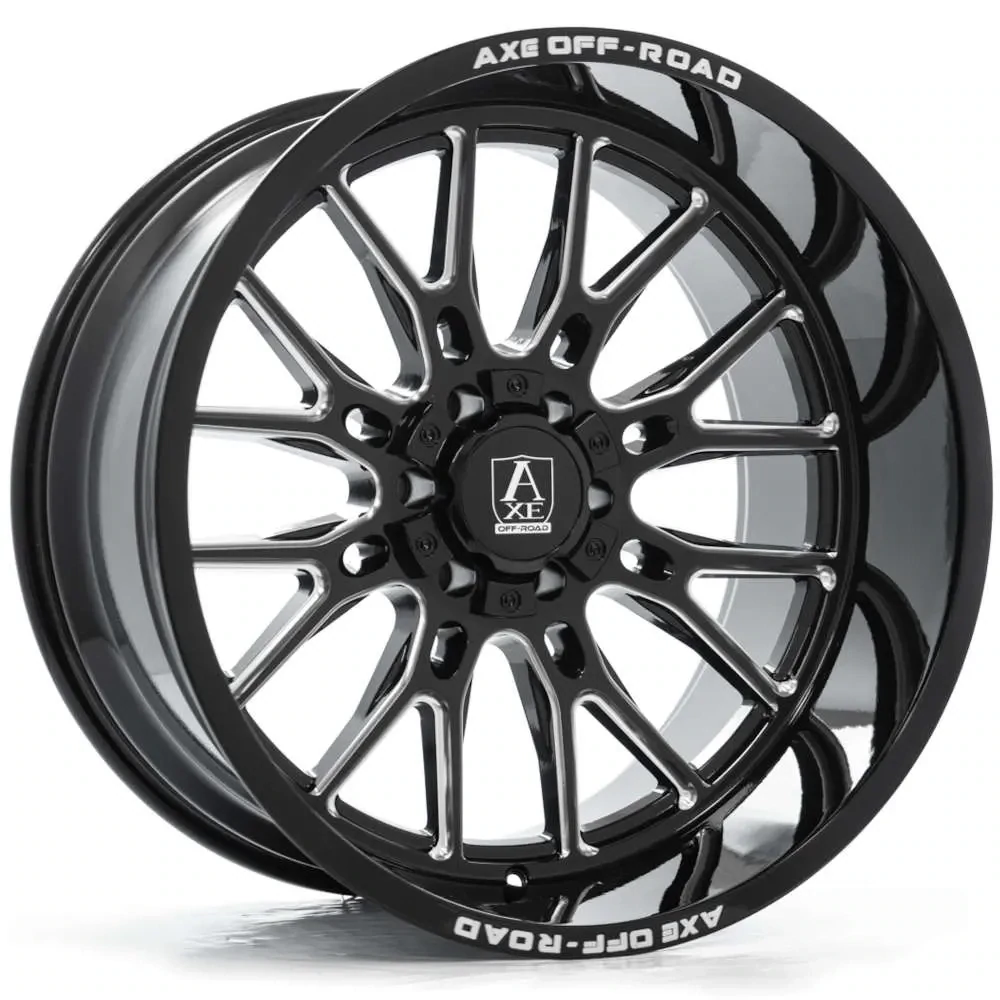 4-Axe Offroad Atlas 22x10 8x180 -19 Black Mill Wheels