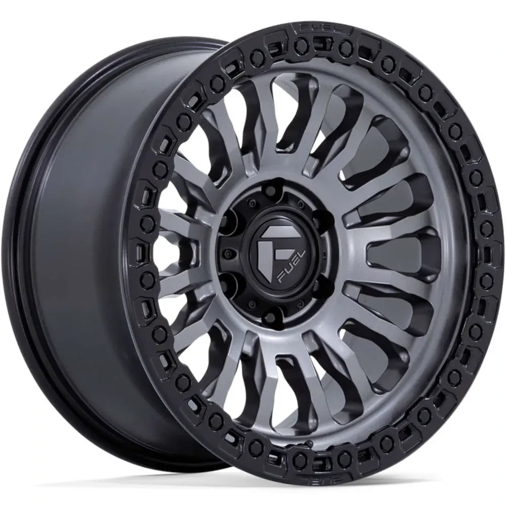 4-Fuel Rincon 20x9 8X180 +1mm Matte Gunmetal with a Black Simulated Beadlock Wheels