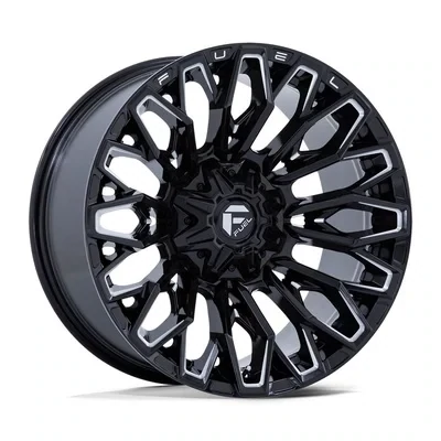 4-Fuel Strike 20x10 6X135 /6X139.7 -18mm Gloss Black Milled Wheels