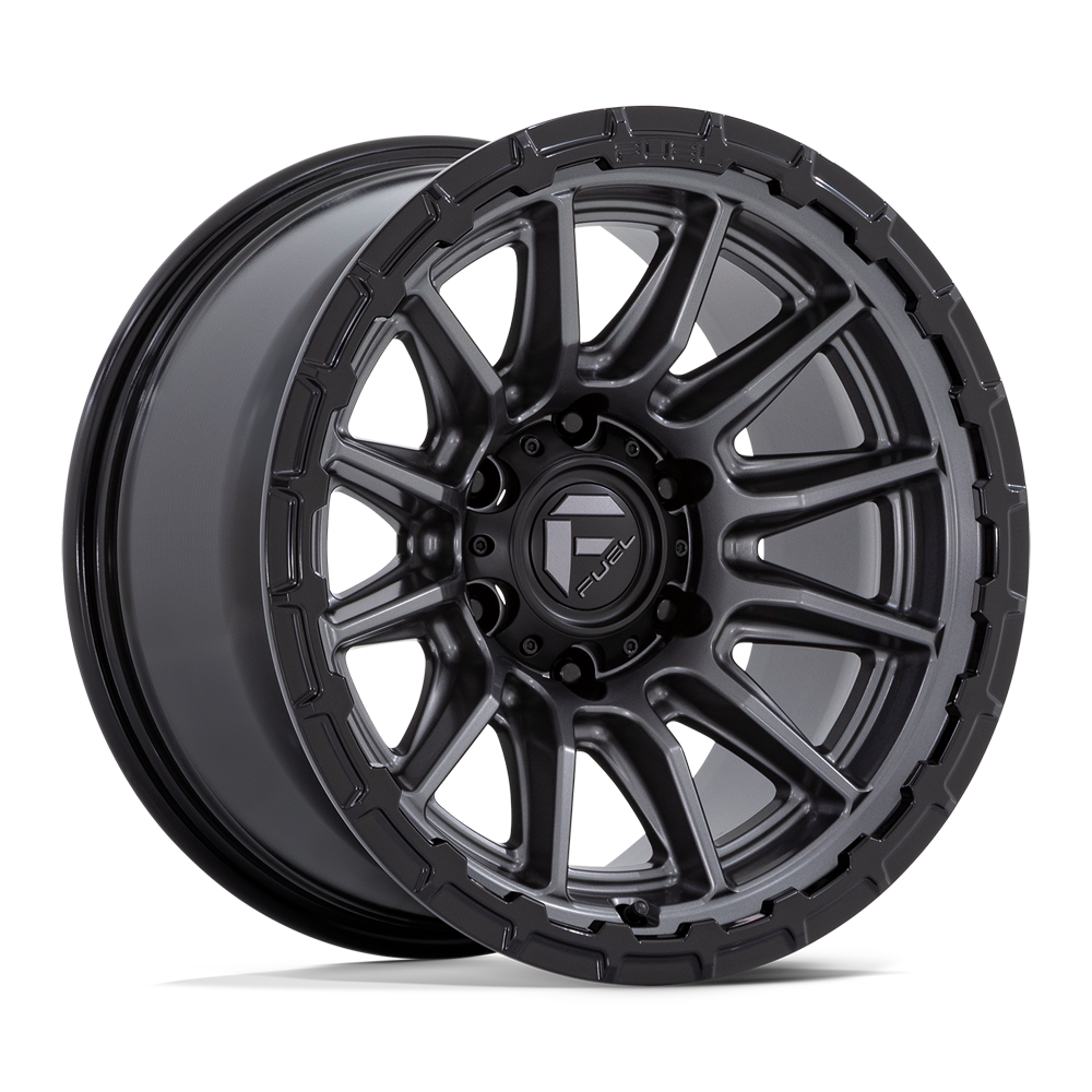 4-Fuel Piston 17x9 6X5.5 6X139.7 +1 Matte Gunmetal W/ Gloss Black Lip Wheels