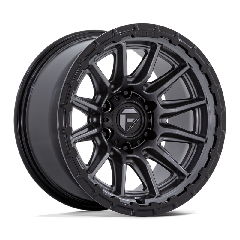 4-Fuel Piston 17x9 6X5.5 6X139.7 +1 Matte Gunmetal W/ Gloss Black Lip Wheels