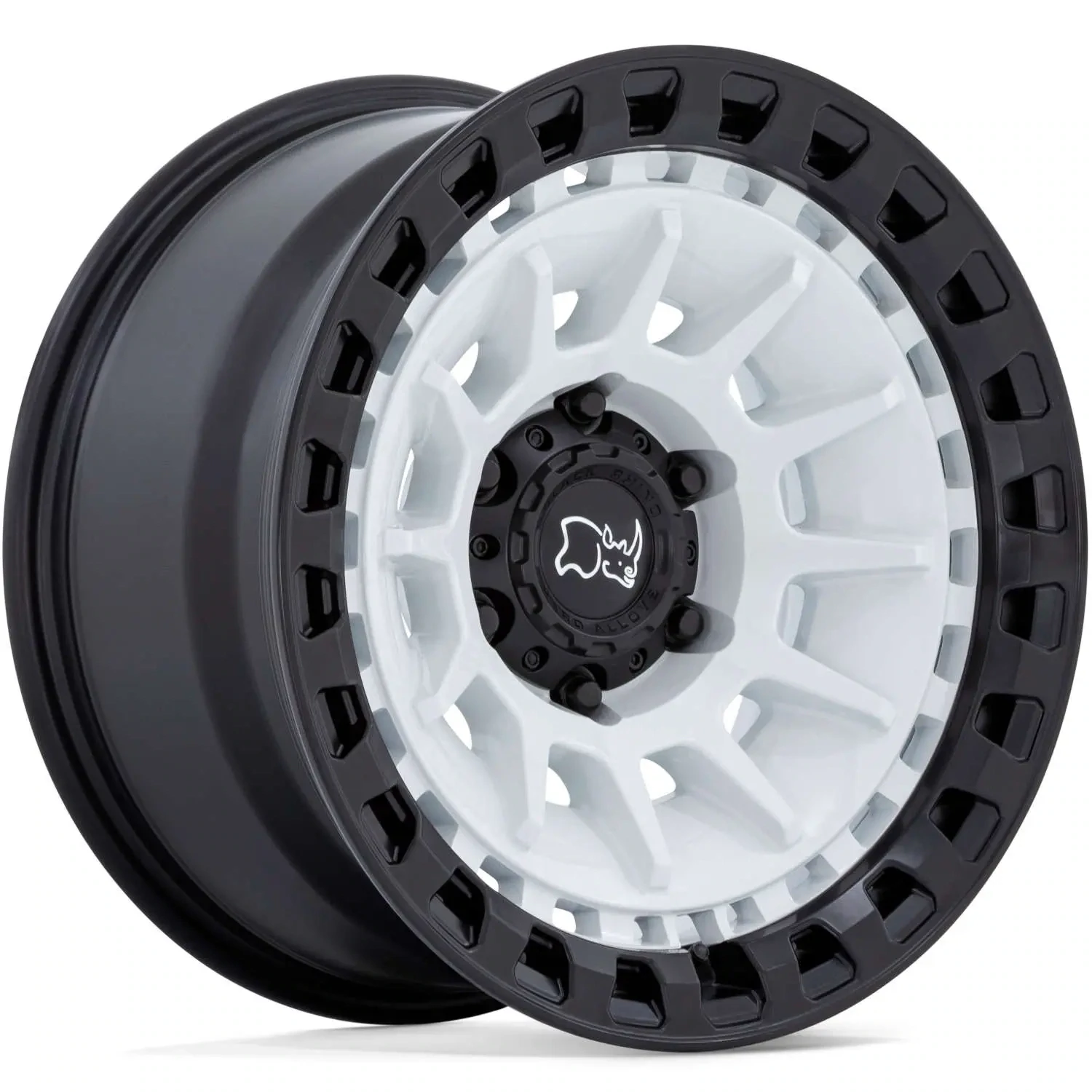 Black Rhino Barrage 17x8.5 6x5.5 6x139.7 -10 Matte White W/Matte Black Lip Wheels