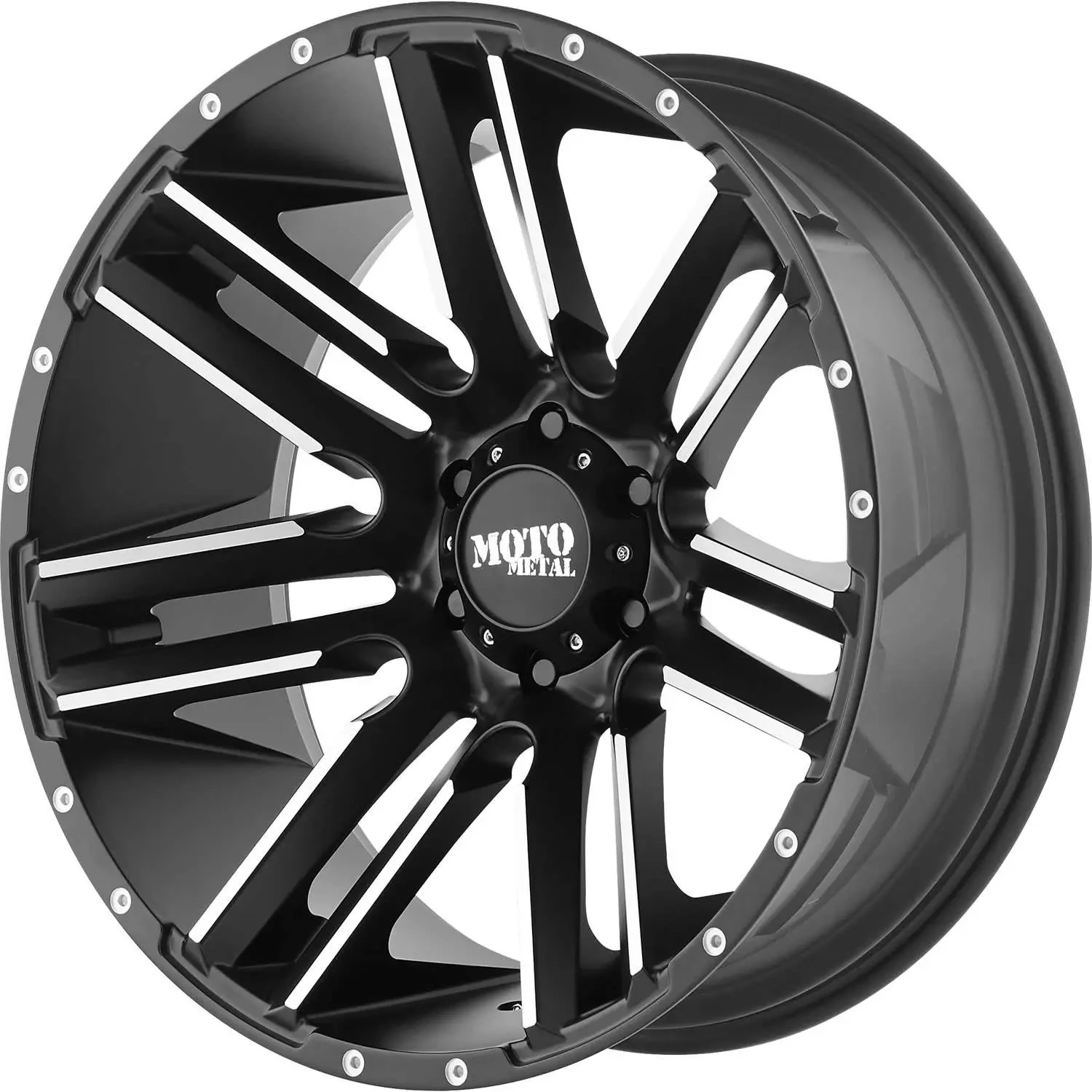 4-Moto Metal MO978 20X10 6X5.5 6X139.7 -24mm Satin Black W/Machined Spoke Accents Wheels