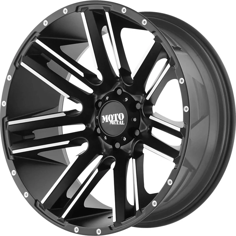 4-Moto Metal MO978 20X10 6X5.5 6X139.7 -24mm Satin Black W/Machined Spoke Accents Wheels