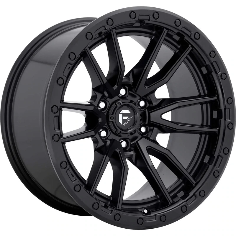 4-Fuel Rebel 18x9 6X5.5 6X139.7 +01 Matte Black with a Simulated Beadlock Wheels