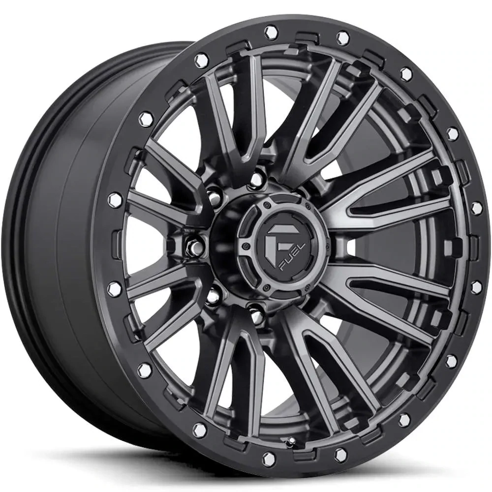 4-Fuel Rebel D680 20x10 8X6.5  -18mm Matte Gunmetal Gray W/Black Simulated Beadlock Wheels