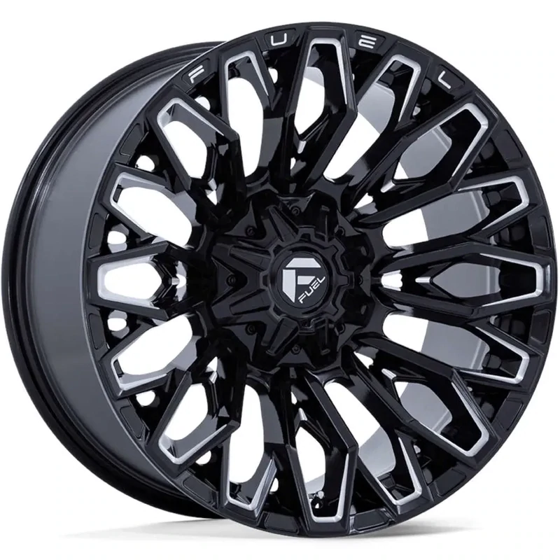 4-Fuel Strike 20x10 8X6.5  -18mm Gloss Black with Milled Spoke Accents Wheels