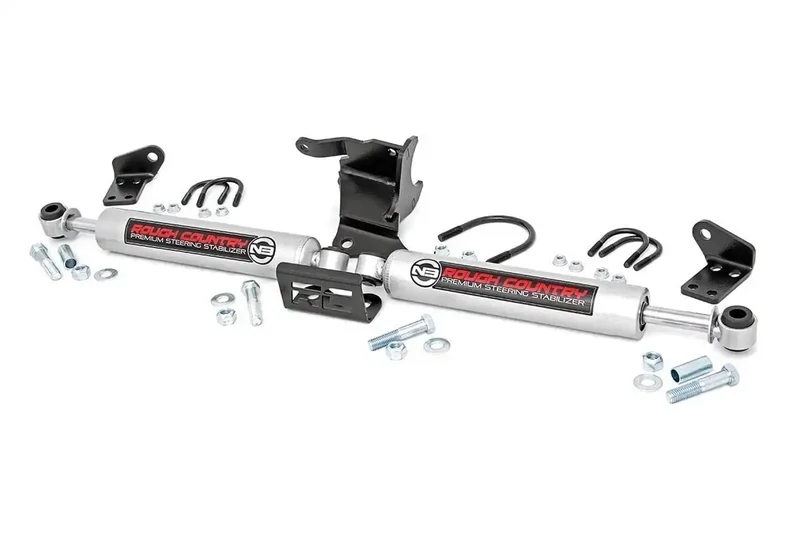 Rough Country N3 Steering Stabilizer Dual 2.5-8 Inch Lift 18-25 Jeep Gladiator JT/Wrangler JL