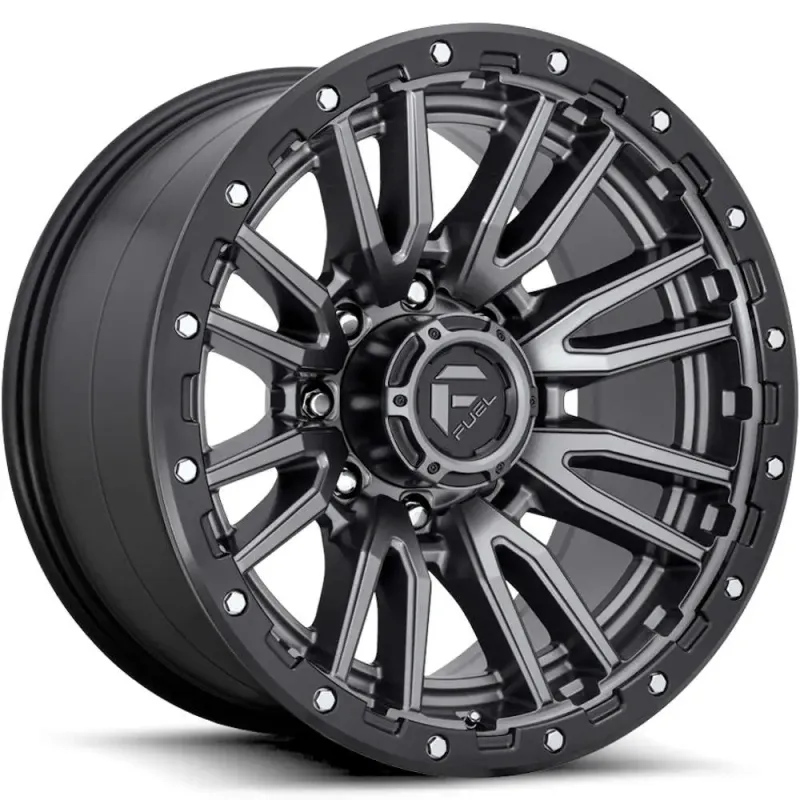 4-Fuel Rebel 20x10 8X180 -18mm Matte Gunmetal Gray with Black Simulated Beadlock Wheels