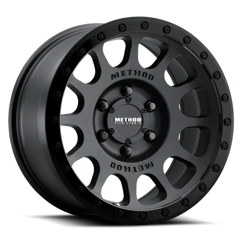 4-Method Race MR305 NV 17x8.5 6X5.5 6X139.7 0mm Matte Black-Gloss Black Lip Wheels