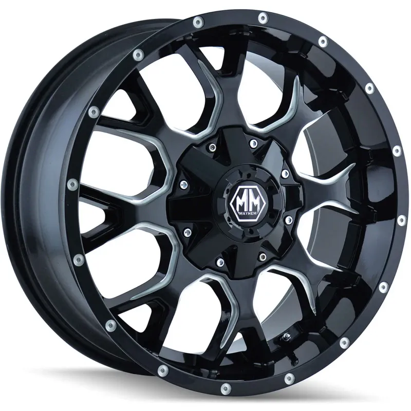 Mayhem Warrior 8015 20x9 6x120/6x139.7 Black/Milled Spokes Wheels