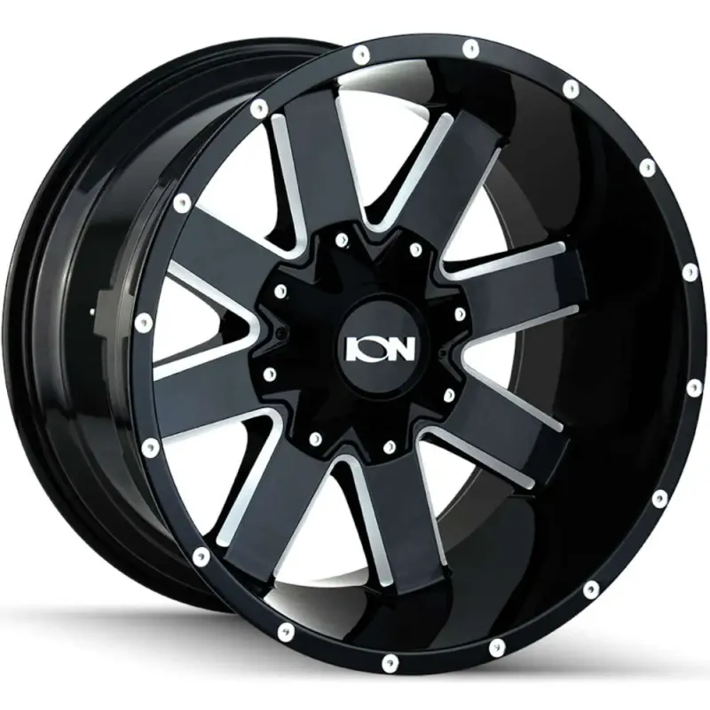 ION Type 141 20x10 6x135 6x139.7 -19mm Gloss Black/Milled Spokes Wheels