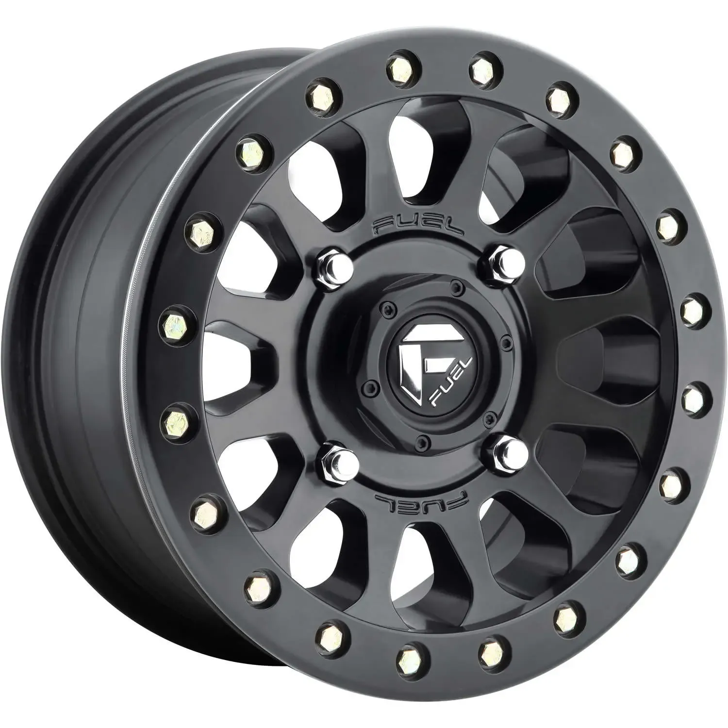 4-Fuel UTV D920 Vector 15x7 4x156 +13mm Matte Black with a Real Beadlock Ring Wheels